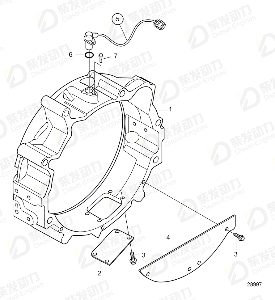 volvo penta Flywheel housing 21912255 Drawing
